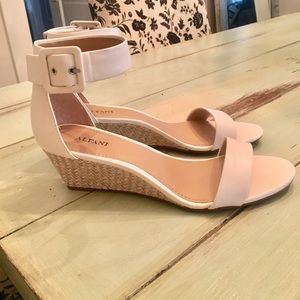 White Ankle Strap Wedges